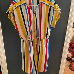 Striped dress with zipper neckline